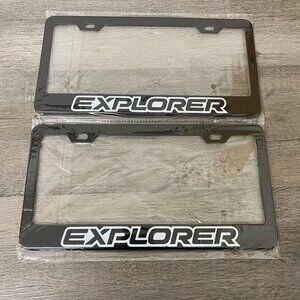 2 Pack For Explorer Black Finish Stainless Steel Metal License Plate Frame